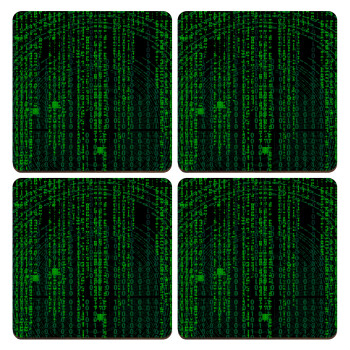 Matrix, ΣΕΤ x4 Σουβέρ ξύλινα τετράγωνα plywood (9cm)
