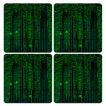 Matrix, ΣΕΤ 4 Σουβέρ ξύλινα τετράγωνα (9cm)