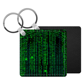 Matrix, Μπρελόκ Δερματίνη, τετράγωνο ΜΑΥΡΟ (5x5cm)