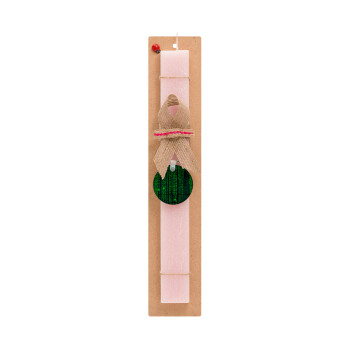 Matrix, Πασχαλινό Σετ, ξύλινο μπρελόκ & πασχαλινή λαμπάδα αρωματική πλακέ (30cm) (ΡΟΖ)