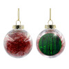 Transparent Christmas tree ball ornament with red filling 8cm