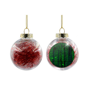 Matrix, Transparent Christmas tree ball ornament with red filling 8cm