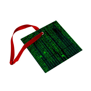 Matrix, Χριστουγεννιάτικο στολίδι γυάλινο τετράγωνο 9x9cm