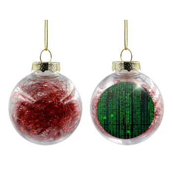 Matrix, Transparent Christmas tree ball ornament with red filling 8cm
