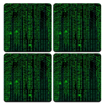 Matrix, ΣΕΤ 4 Σουβέρ ξύλινα τετράγωνα (9cm)