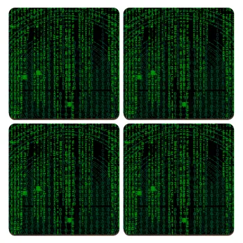 Matrix, ΣΕΤ x4 Σουβέρ ξύλινα τετράγωνα plywood (9cm)