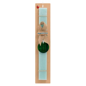 Matrix, Easter Set, wooden keychain & aromatic flat Easter candle (30cm) (TURQUOISE)