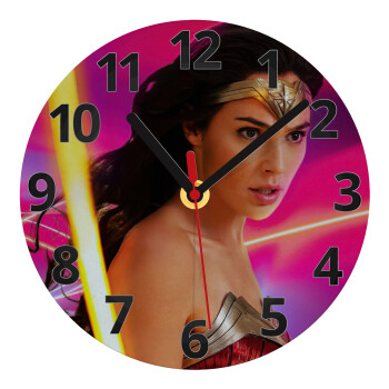 Wonder woman Gadot, Ρολόι τοίχου γυάλινο (20cm)