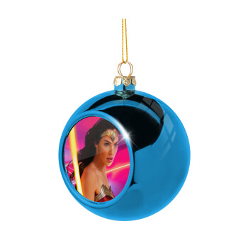 Wonder woman Gadot, Χριστουγεννιάτικη μπάλα δένδρου Μπλε 8cm