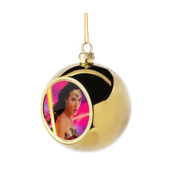 Wonder woman Gadot, Χριστουγεννιάτικη μπάλα δένδρου Χρυσή 8cm