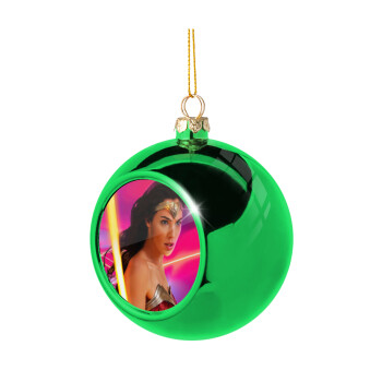 Wonder woman Gadot, Χριστουγεννιάτικη μπάλα δένδρου Πράσινη 8cm