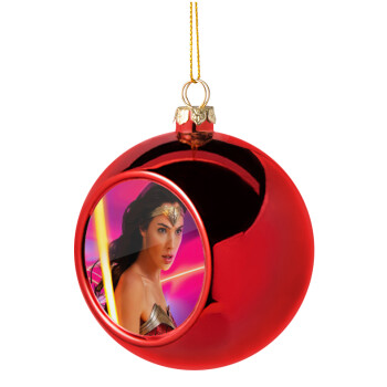 Wonder woman Gadot, Χριστουγεννιάτικη μπάλα δένδρου Κόκκινη 8cm