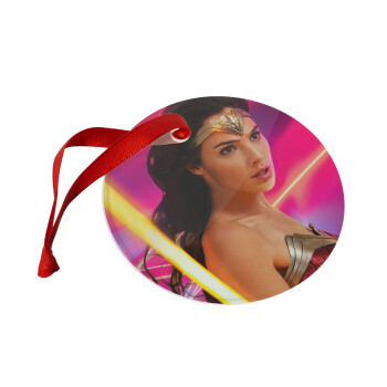 Wonder woman Gadot, Χριστουγεννιάτικο στολίδι γυάλινο 9cm