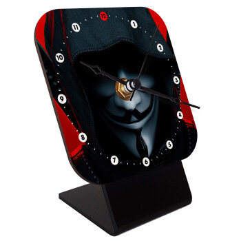 V for Vendetta, Επιτραπέζιο ρολόι ξύλινο με δείκτες (10cm)