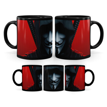 V for Vendetta, Κούπα Μαύρη, κεραμική, 330ml