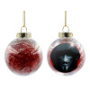 Transparent Christmas tree ball ornament with red filling 8cm