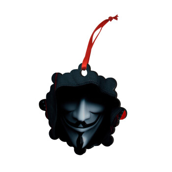 V for Vendetta, Christmas ornament snowflake wooden 7.5cm