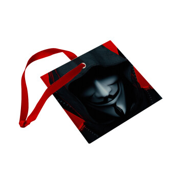 V for Vendetta, Στολίδι Χριστουγεννιάτικο στολίδι γυάλινο τετράγωνο 9x9cm