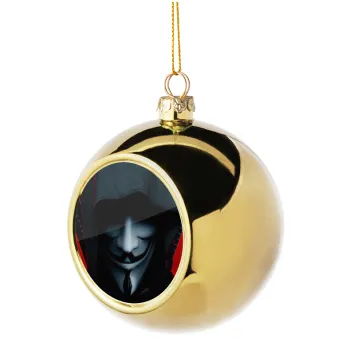 V for Vendetta, Golden Christmas tree ball ornament 8cm