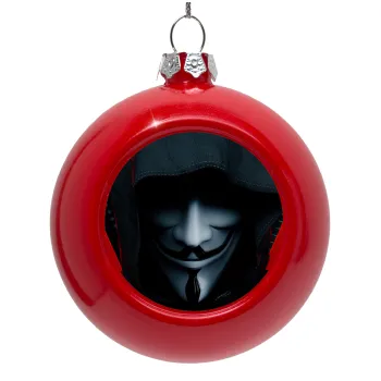 V for Vendetta, Red Christmas tree ornament bauble 8cm