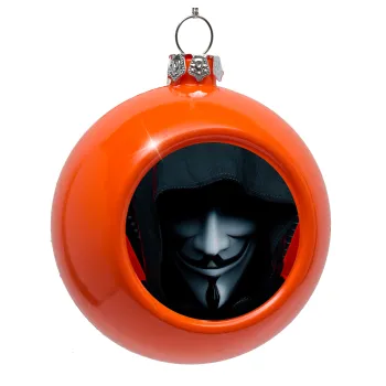 V for Vendetta, Orange Christmas tree ornament bauble 8cm