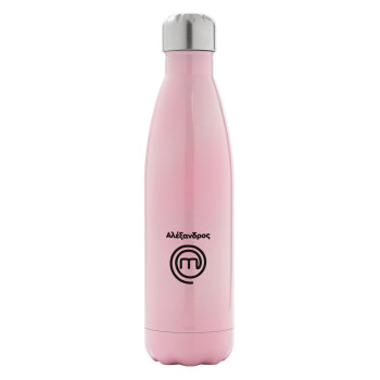 Master Chef Greece, Metal mug thermos Pink Iridiscent (Stainless steel), double wall, 500ml