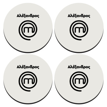 Master Chef Greece, SET of 4 round wooden coasters (9cm)