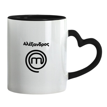Master Chef Greece, Mug heart black handle, ceramic, 330ml