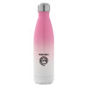 Metal mug thermos Pink/White (Stainless steel), double wall, 500ml