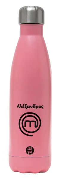 Master Chef Greece — Μεταλλικό παγούρι θερμός Ροζ Ματ (Stainless steel), διπλού τοιχώματος, 500ml