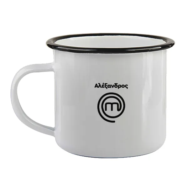 Master Chef Greece — Enamel mug with black rim, 360ml