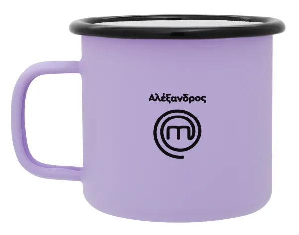 Master Chef Greece — Metal enamel mug, matte light pastel purple, 360ml