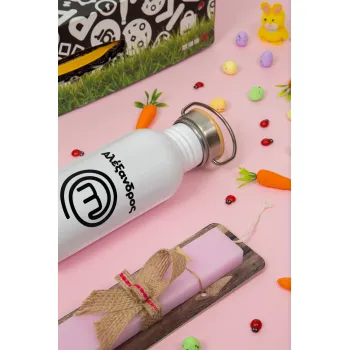 Master Chef Greece, Πασχαλινή Λαμπάδα με παγούρι μεταλλικό (620ml, stainless steel) & κερί αρωματικό πλακέ (30cm) (ΡΟΖ)