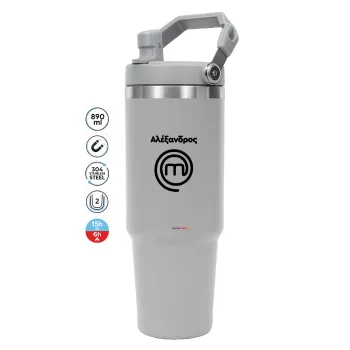 Master Chef Greece, GREY color, 890ml (30oz) stainless Steel Tumbler with Handle