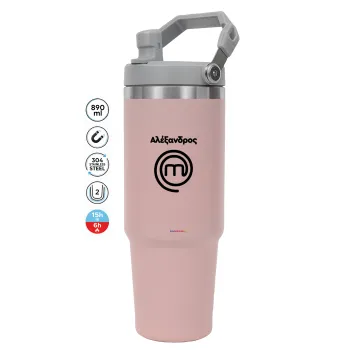 Master Chef Greece, Pink color, 890ml (30oz) stainless Steel Tumbler with Handle