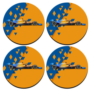 McLaren Formula 1, SET of 4 round wooden coasters (9cm)