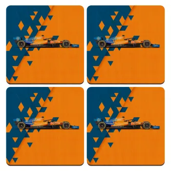 McLaren Formula 1, ΣΕΤ x4 Σουβέρ ξύλινα τετράγωνα plywood (9cm)