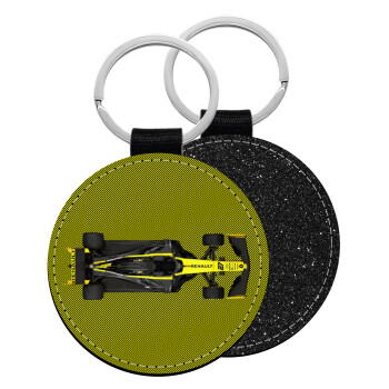 Renault Formula 1, Μπρελόκ Δερματίνη, στρογγυλό ΜΑΥΡΟ (5cm)