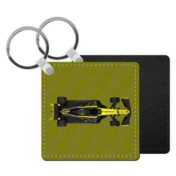 Renault Formula 1, Μπρελόκ Δερματίνη, τετράγωνο ΜΑΥΡΟ (5x5cm)