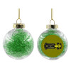 Transparent Christmas tree ball ornament with green filling 8cm