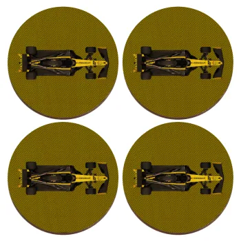 Renault Formula 1, ΣΕΤ x4 Σουβέρ ξύλινα στρογγυλά plywood (9cm)
