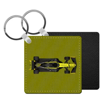 Renault Formula 1, Μπρελόκ Δερματίνη, τετράγωνο ΜΑΥΡΟ (5x5cm)