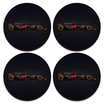 Redbull Formula 1, ΣΕΤ x4 Σουβέρ ξύλινα στρογγυλά plywood (9cm)