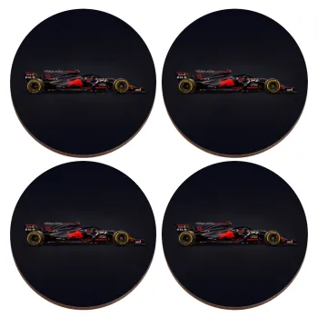 Redbull Formula 1, ΣΕΤ x4 Σουβέρ ξύλινα στρογγυλά plywood (9cm)