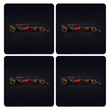 Redbull Formula 1, ΣΕΤ x4 Σουβέρ ξύλινα τετράγωνα plywood (9cm)