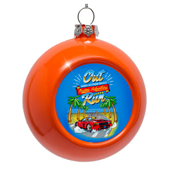 outrun game, Orange Christmas tree ornament bauble 8cm
