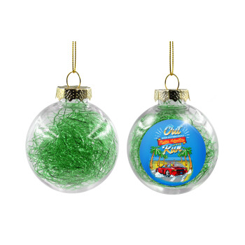 outrun game, Χριστουγεννιάτικη μπάλα δένδρου διάφανη με πράσινο γέμισμα 8cm