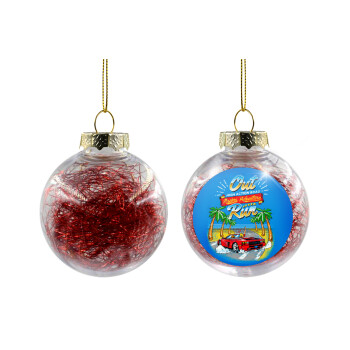 outrun game, Χριστουγεννιάτικη μπάλα δένδρου διάφανη με κόκκινο γέμισμα 8cm