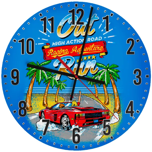 outrun game — Wooden wall clock (30cm)