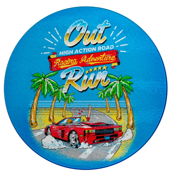 outrun game — Round glass cutting board (30cm)
